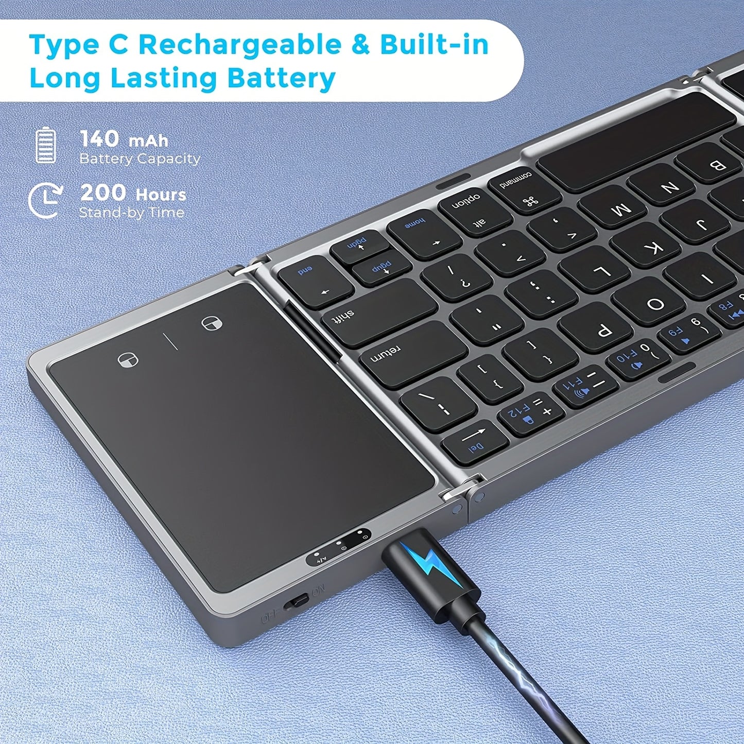 Foldable Wireless Keyboard With Touchpad | Compatiable For Laptop Tablet PC Smartphone Windows IOS Android