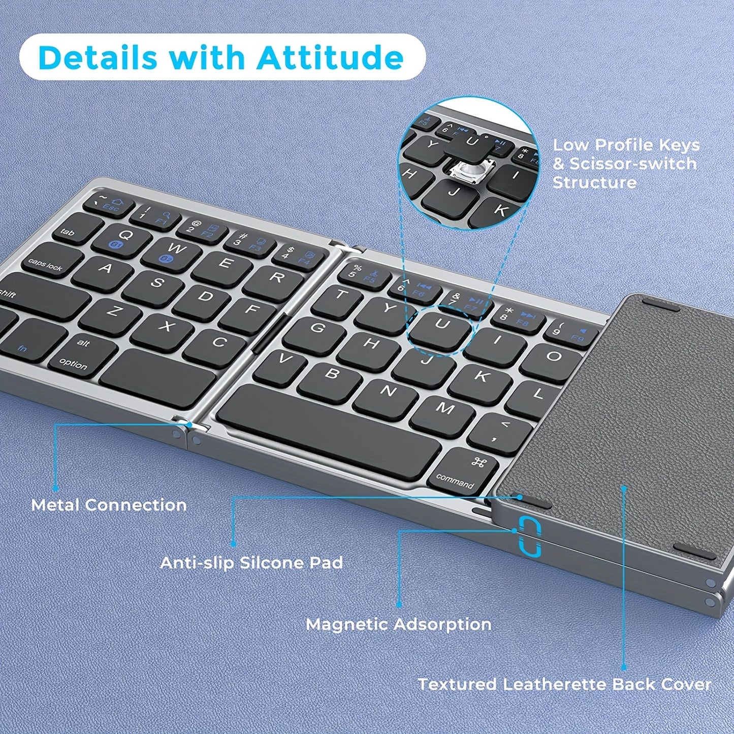 Foldable Wireless Keyboard With Touchpad | Compatiable For Laptop Tablet PC Smartphone Windows IOS Android