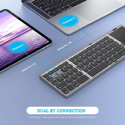 Foldable Wireless Keyboard With Touchpad | Compatiable For Laptop Tablet PC Smartphone Windows IOS Android