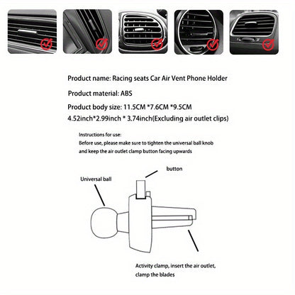 Racing Seat Design Car Phone Holder Mount Stand | Compatible for All Mobiles