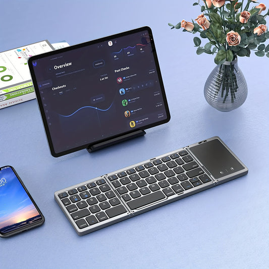 Foldable Wireless Keyboard With Touchpad | Compatiable For Laptop Tablet PC Smartphone Windows IOS Android